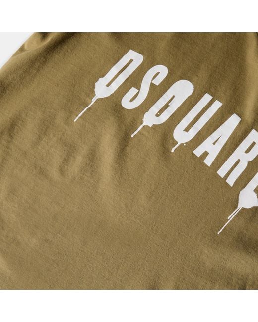 DSquared² Green Spray Logo T Shirt for men