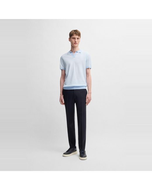 Boss Blue Hjianluca Knitted Polo Shirt for men