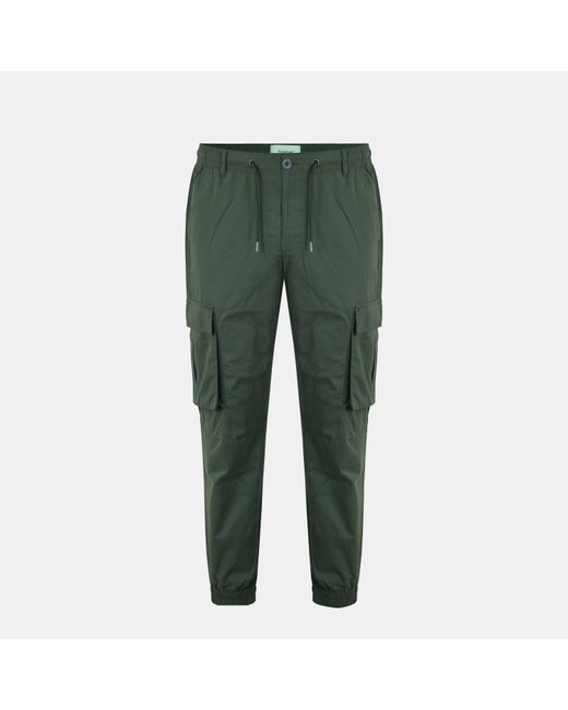 Firetrap Green Cotton Elasticated Cuffs Cargo Trousers for men