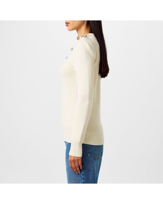 Rabanne Natural Buttoned Crew Neck Jumper