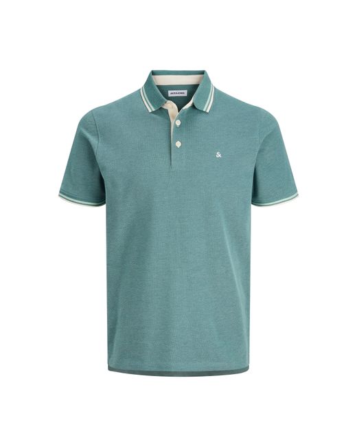 Jack & Jones Blue Paulos Tipped Pique Short Sleeve Polo Shirt for men