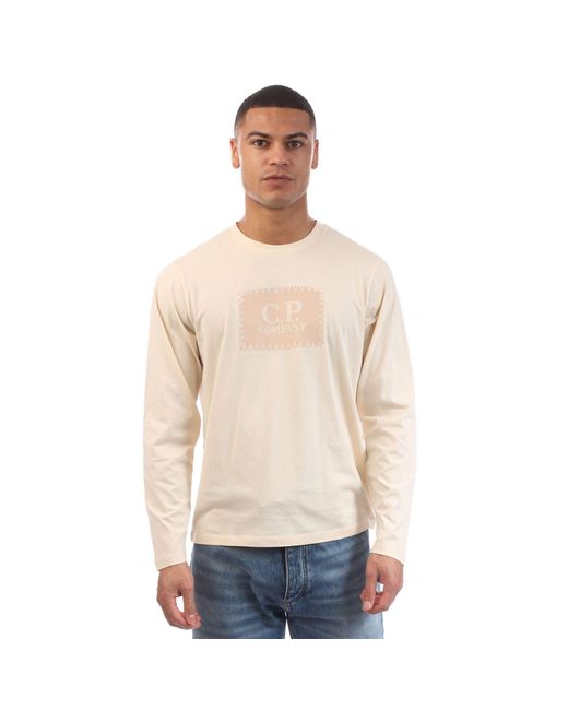 C P Company Natural 30/1 Jersey Logo T-Shirt for men