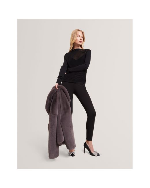 Ted Baker Black Long Sleeve Sheer Knitted Top