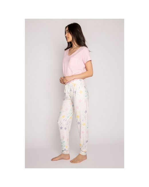 Pj Salvage Pink Drawstring Star Pant