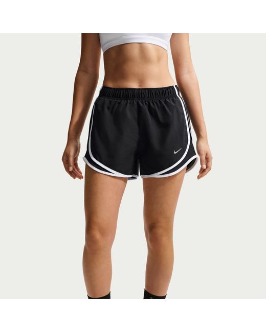 Nike Black Tempo Dri-Fit Mid-Rise Brief-Lined Running Shorts