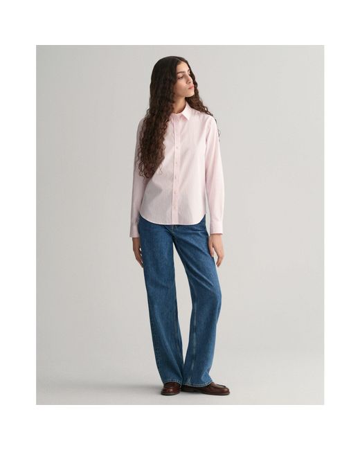 Gant Pink Poplin Striped Shirt