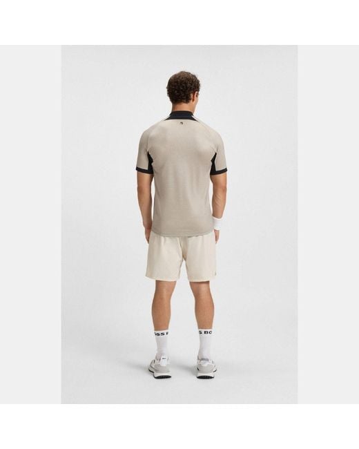 Boss Gray Pl_Toc Matchball Zip-Neck Mesh Polo Shirt for men