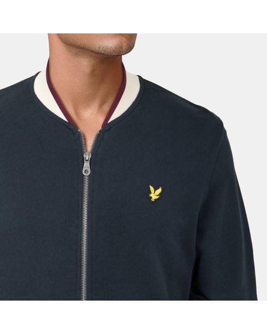 Lyle & Scott Blue Jersey Bomber Jacket for men