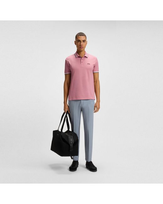 Boss Pink Paddy Polo Shirt With Contrast Tipping for men