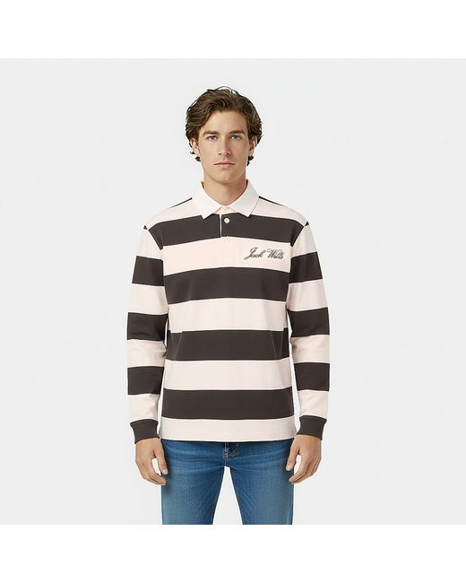 Jack Wills Black Cotton Long Sleeve Rugby Polo Shirt for men