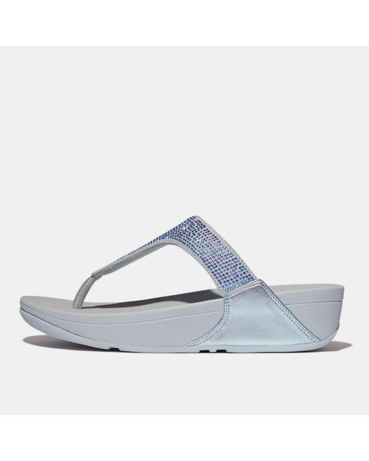 Fitflop Blue Lulu Crystal Toe-Post Sandals