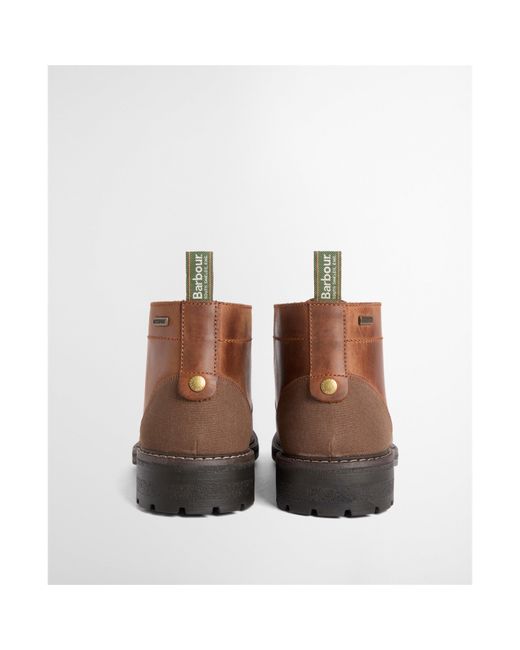 Barbour Brown Shawdon Leather Lace-Up Chukka Boots for men