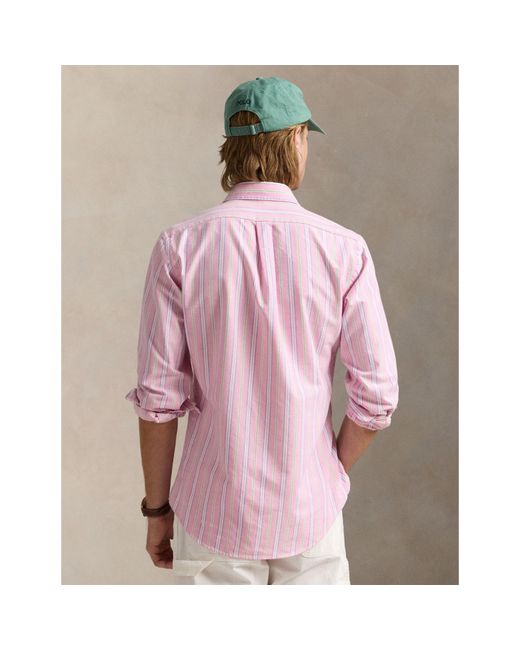 Polo Ralph Lauren Pink Multi-Coloured Striped Poplin Shirt for men