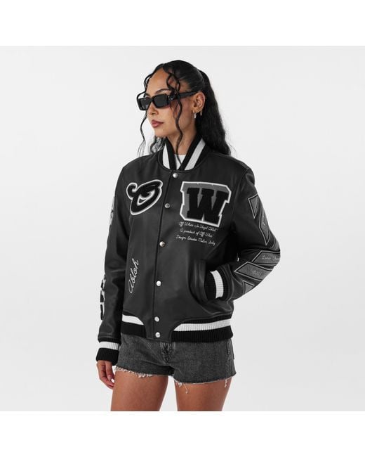 Off-White c/o Virgil Abloh Black Two-Tone Varsity Jacket