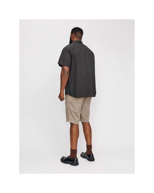 Jack & Jones Black Linen Plus Size Tracksuit Shorts for men