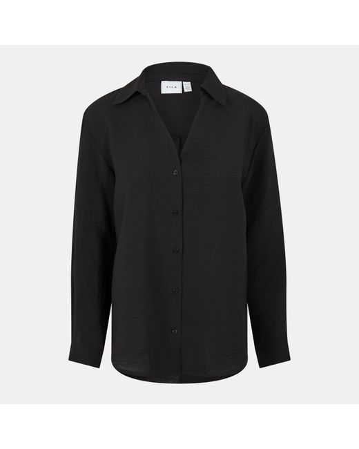 Vila Black Vdmra V-Neck Long-Sleeve Blouse