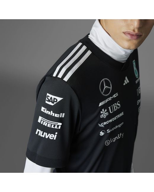 Adidas Black Mercedes Amg Petronas Formula One Team Driver Shirt for men