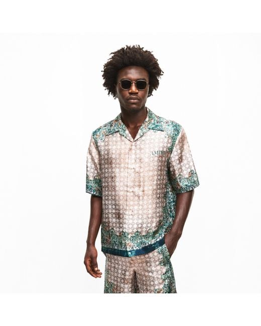 Amiri Gray Bandana Short Sleeve Patterned Shirt for men