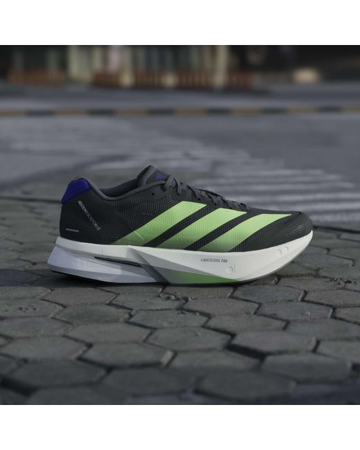 Adidas Green Adizero Boston 13 Road Running Shoes for men