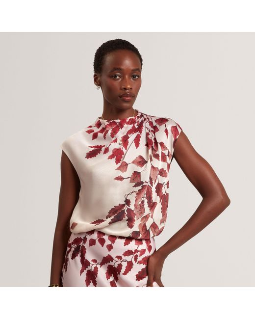 Ted Baker Pink Printed Drape Top