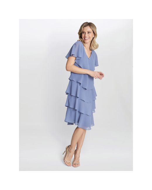 Gina Bacconi Blue Bella Georgette Tiered Dress