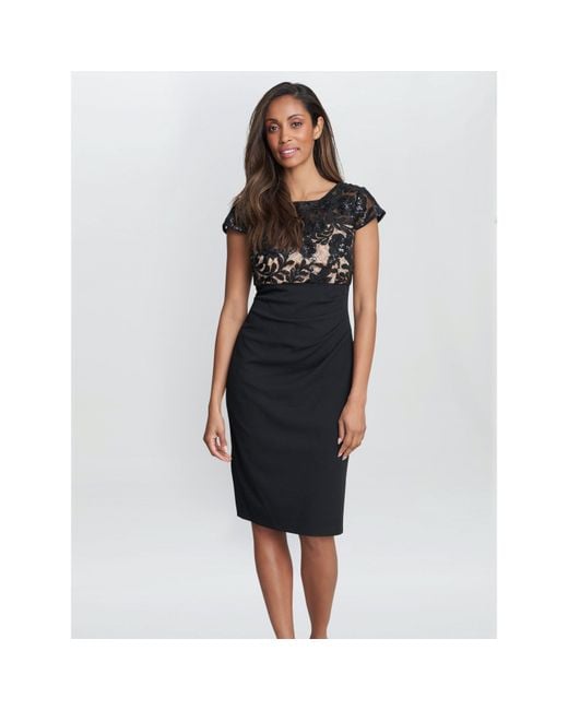 Gina Bacconi Black Maddison Empire Waist Crepe Dress