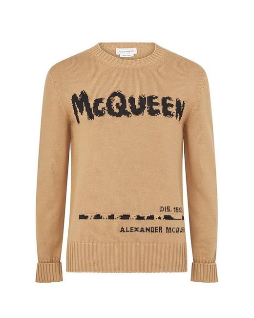 Alexander McQueen Graffiti Knit Jumper in Brown for Men Lyst UK