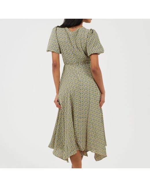 Brave Soul Green V-Neck Midi Floral Wrap Dress