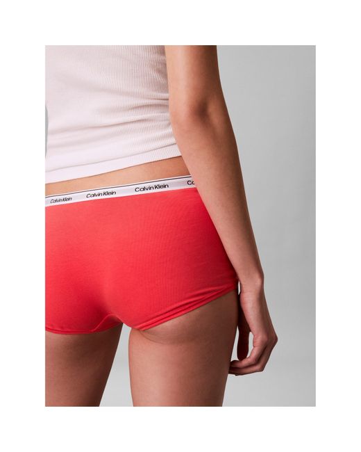 Calvin Klein Red Streamlined Soft Fabric Boy Shorts