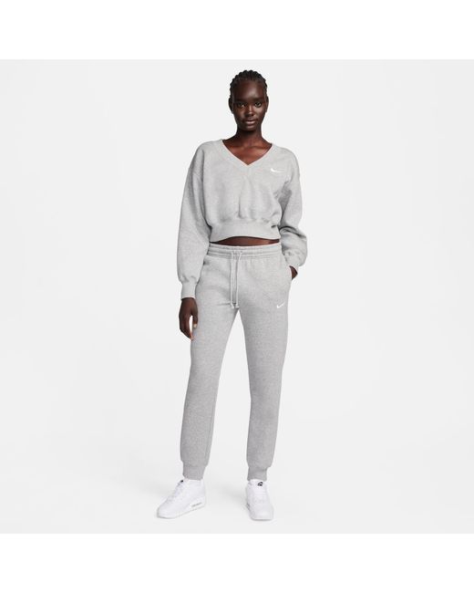 Nike Gray Sportswear Phoenix Fleece Mid-Rise Sweatpants