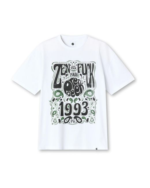 Pretty Green White Zen Tour Graphic Regular Fit T-Shirt for men