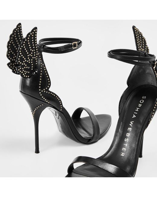 Sophia Webster Black Cherub Slender Heel Ankle Fastening Heeled Sandals