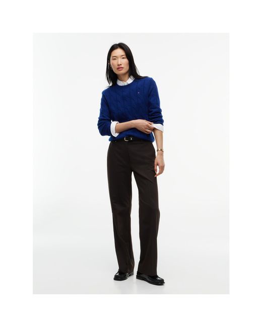 Tommy Hilfiger Blue Tommy Wool Cbl Knit Ld64