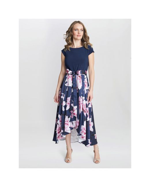 Gina Bacconi Blue Billie Printed High Low Dress