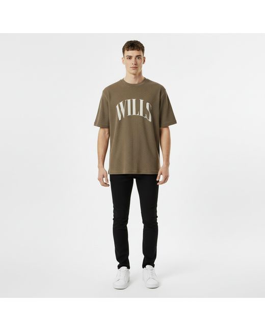 Jack Wills Green Jw Waffle Graphic Regular Fit T-Shirt for men