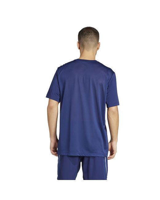 Adidas Blue Tech App Short-Sleeve Performance Gym Top for men