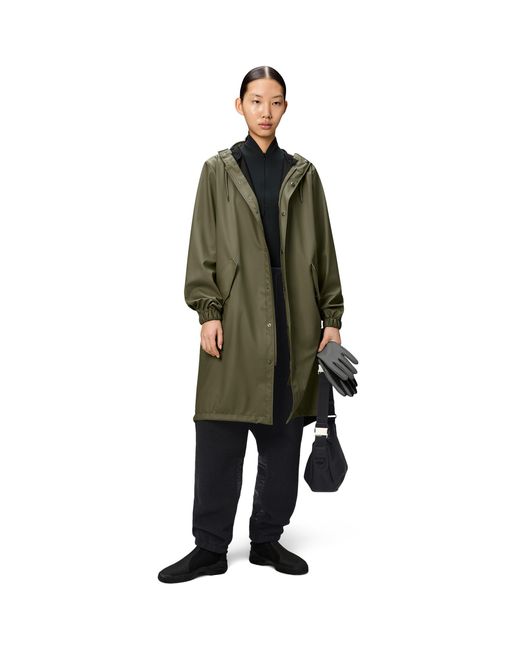 Rains Green Fishtail Waterproof Parka