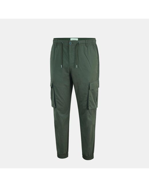 Firetrap Green Cotton Elasticated Cuffs Cargo Trousers for men