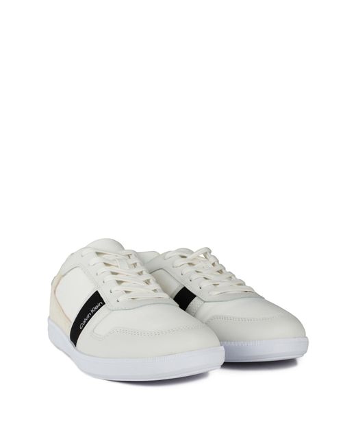 Calvin Klein White Lace Up Mix Trainers for men
