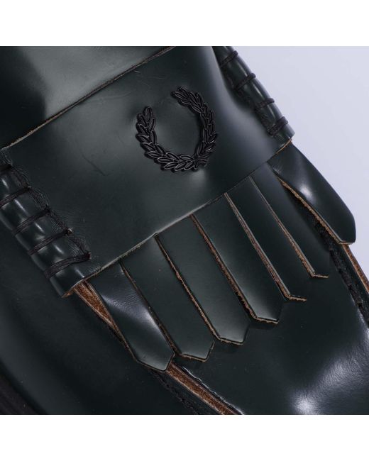 Fred Perry Black Leather Loafers Size 5 for men