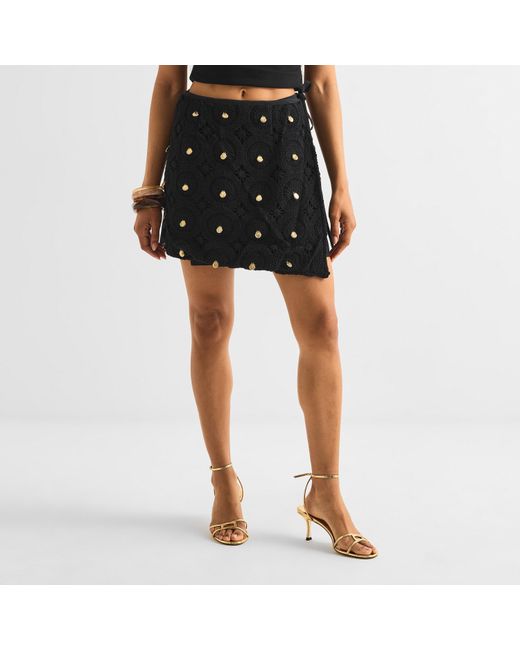 Never Fully Dressed Black Shell Mini Skirt