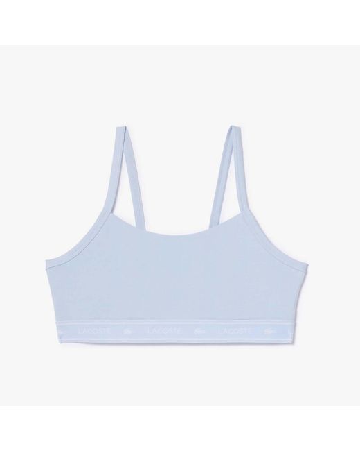Lacoste Blue Stretch Cotton Logo Band Bralette