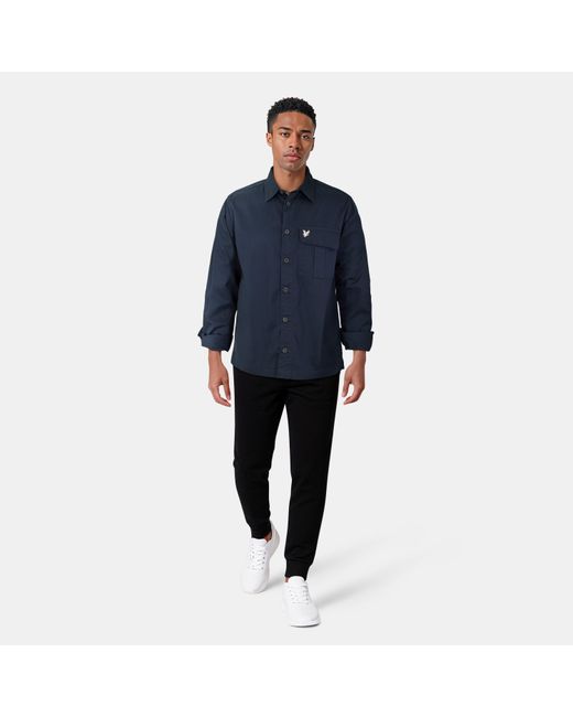 Lyle & Scott Blue Brushed Button-Through Overshirt for men