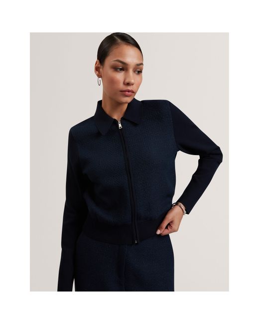 Ted Baker Blue Knitted Zipped Cardigan