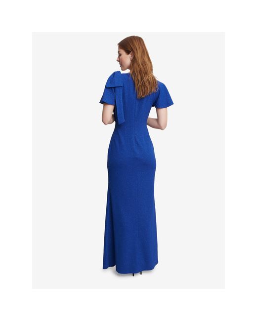 Gina Bacconi Blue Deidre Metallic Maxi Dress With V-Neck