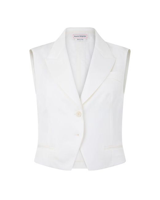 McQueen White Alex Tailored Waistcoat