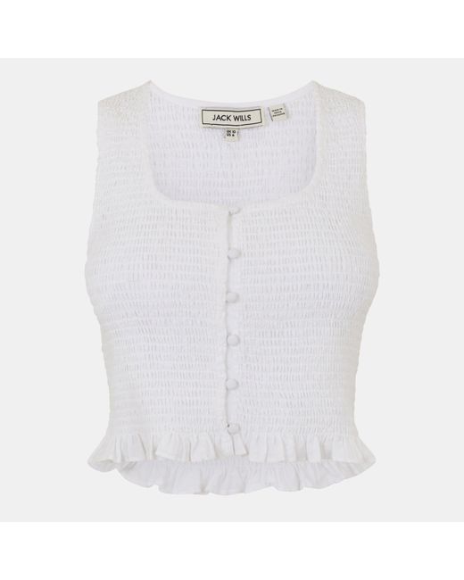 Jack Wills White Shirred Tank