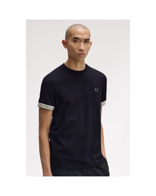 Fred Perry Blue Stripe Cuff T-Shirt for men