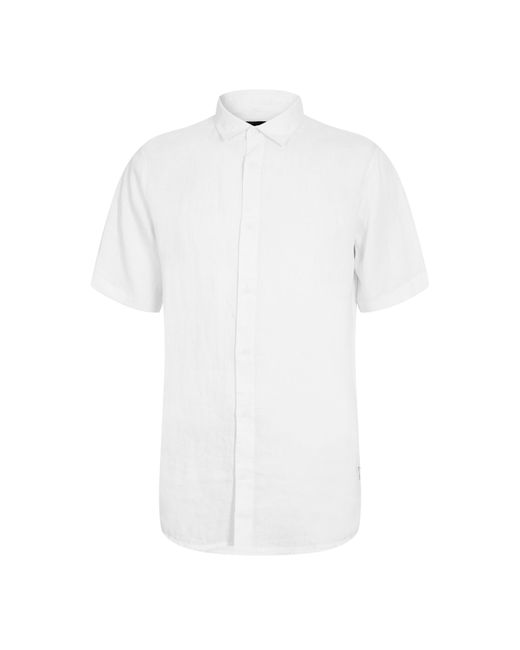 ARMANI EXCHANGE White Short Sleeve Oxford Shirt for men