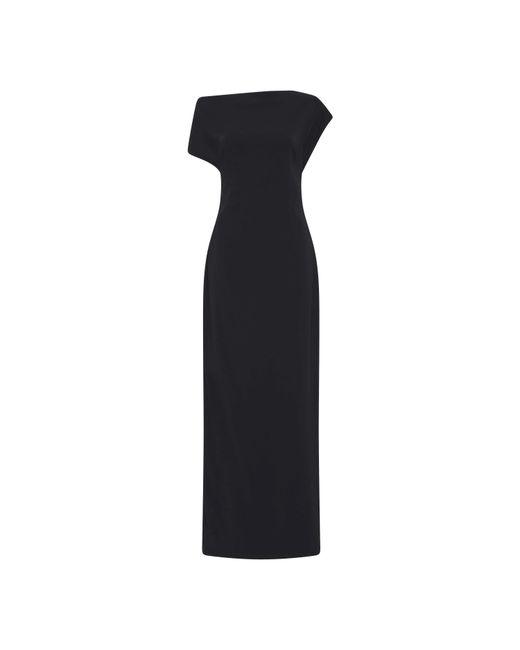 St. Agni Black Asymmetric Off Shoulder Maxi Dress
